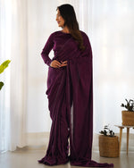 Premium Marble Velvet Pre-Draped Saree with Lace Border and Blouse