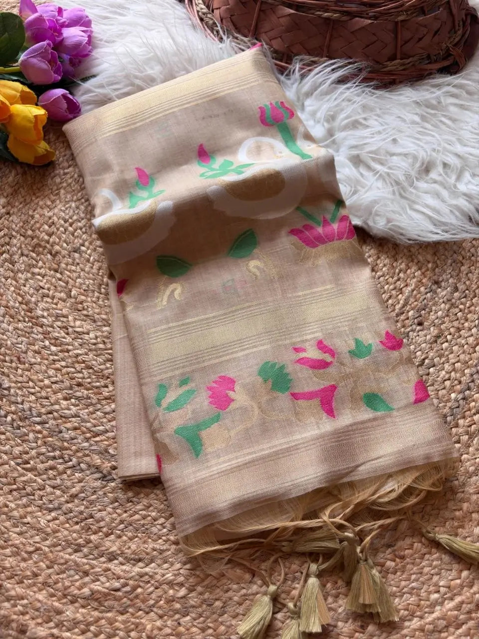 Premium Muga Cotton Saree for Festive, Traditional and Day Occasion Wear