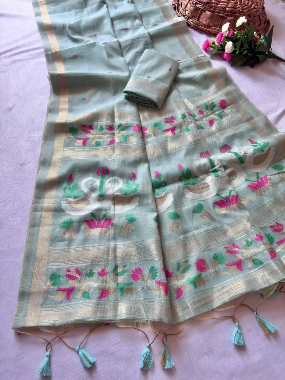 Premium Muga Cotton Saree for Festive, Traditional and Day Occasion Wear