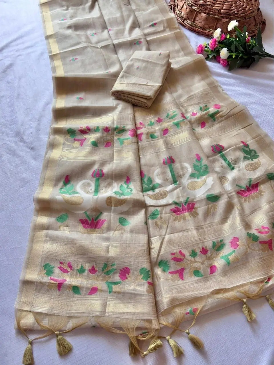 Premium Muga Cotton Saree for Festive, Traditional and Day Occasion Wear