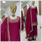 Premium Natural Crêpe Embroidered Sharara Suit with Dupatta – 8 Colors