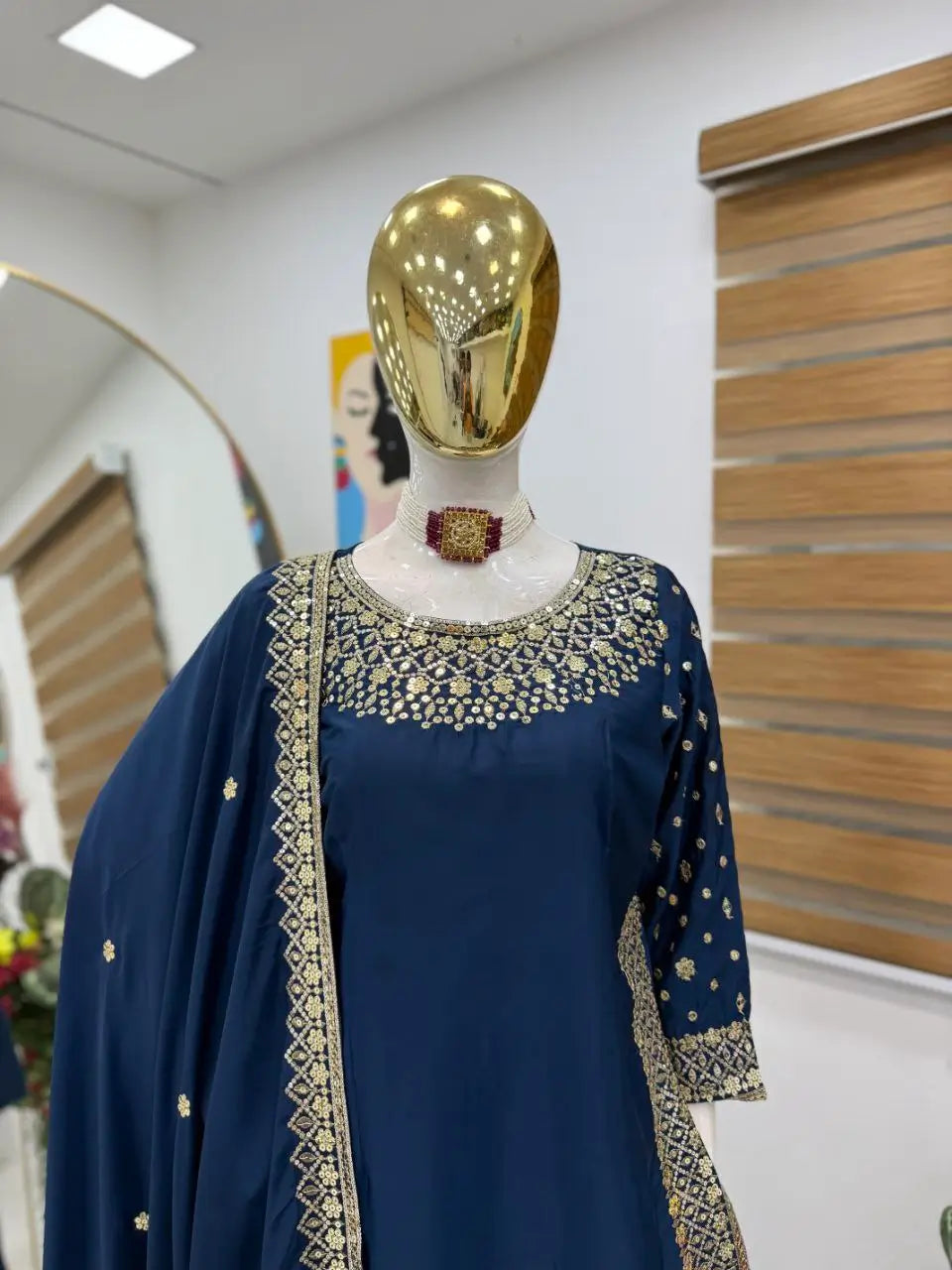 Premium Natural Crêpe Embroidered Sharara Suit with Dupatta – 8 Colors