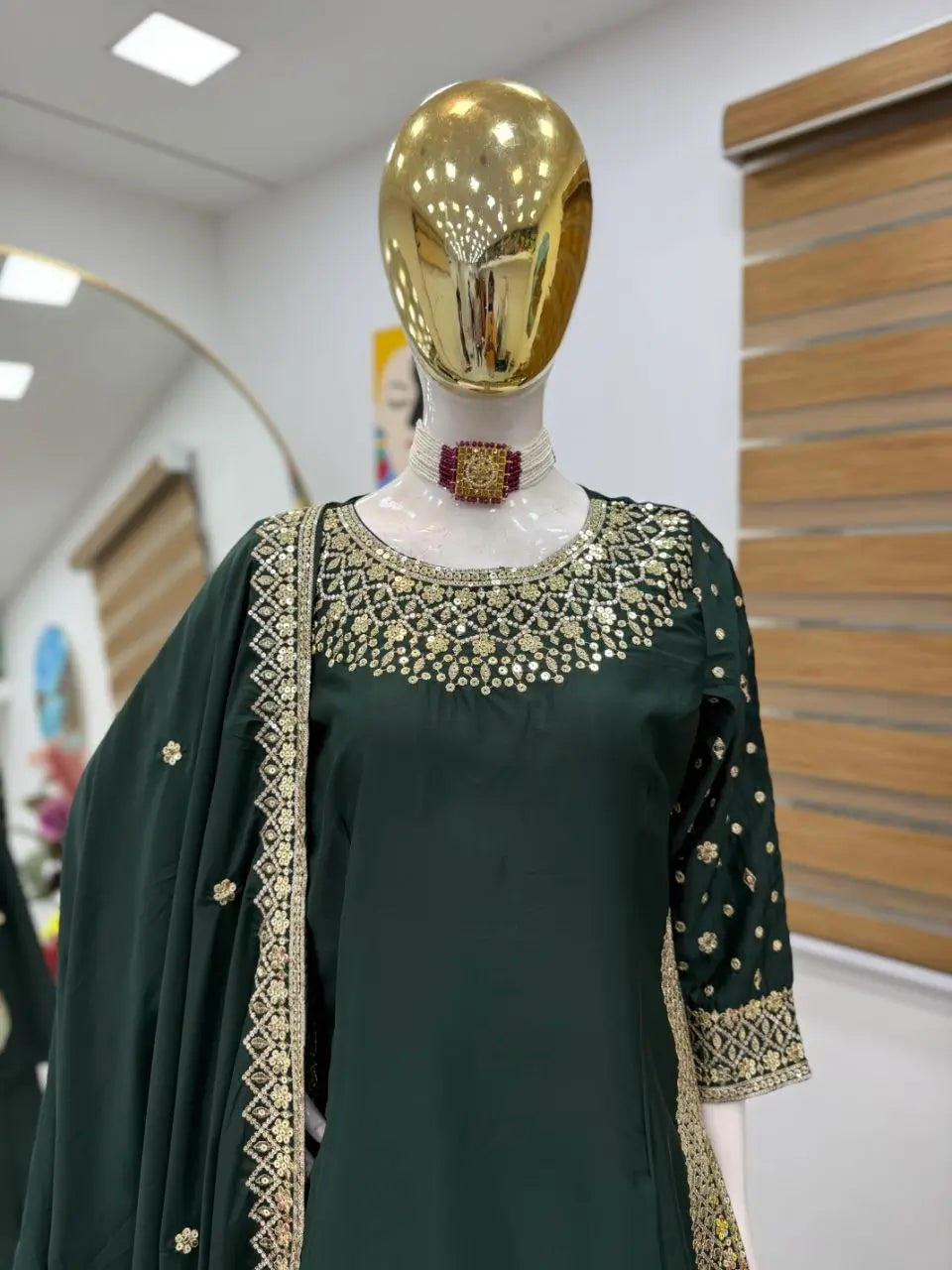 Premium Natural Crêpe Embroidered Sharara Suit with Dupatta – 8 Colors