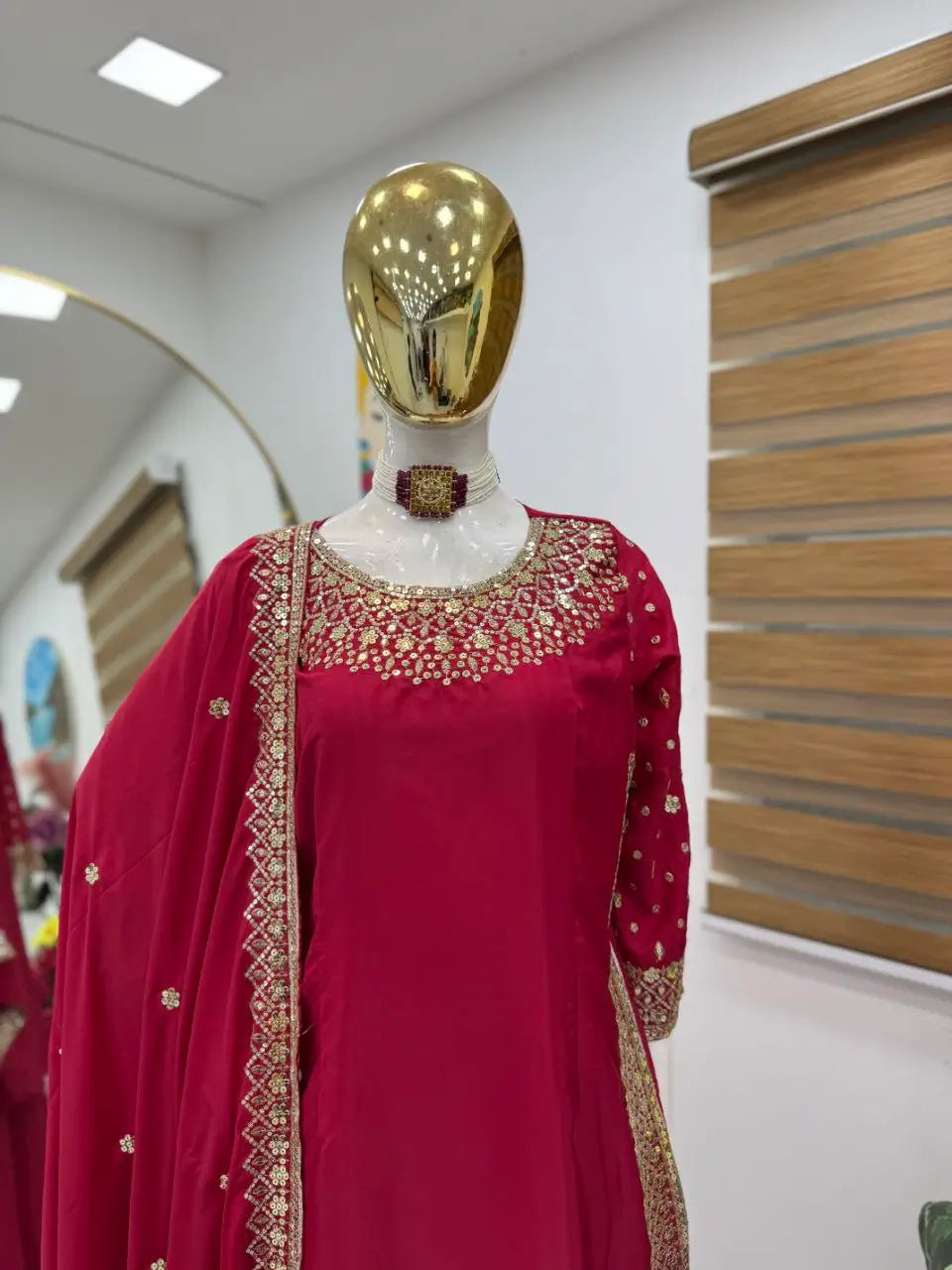 Premium Natural Crêpe Embroidered Sharara Suit with Dupatta – 8 Colors