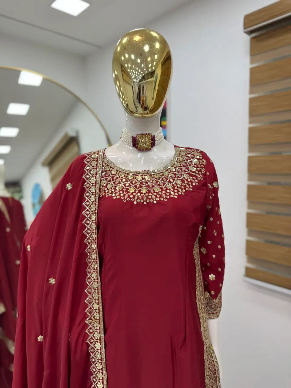 Premium Natural Crêpe Embroidered Sharara Suit with Dupatta – 8 Colors
