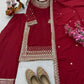 Premium Natural Crêpe Embroidered Sharara Suit with Dupatta – 8 Colors