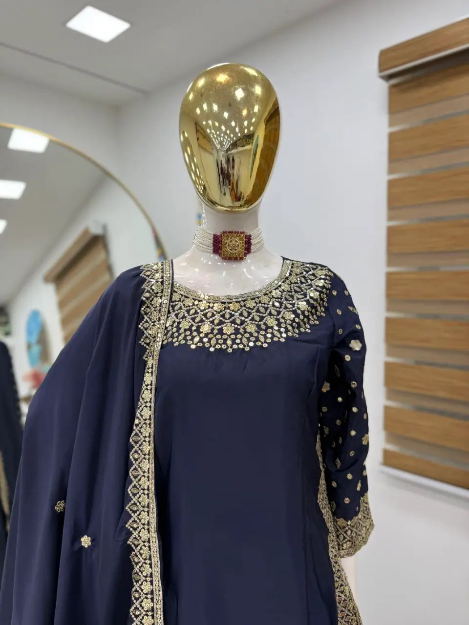 Premium Natural Crêpe Embroidered Sharara Suit with Dupatta – 8 Colors
