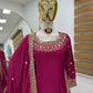 Premium Natural Crêpe Embroidered Sharara Suit with Dupatta – 8 Colors