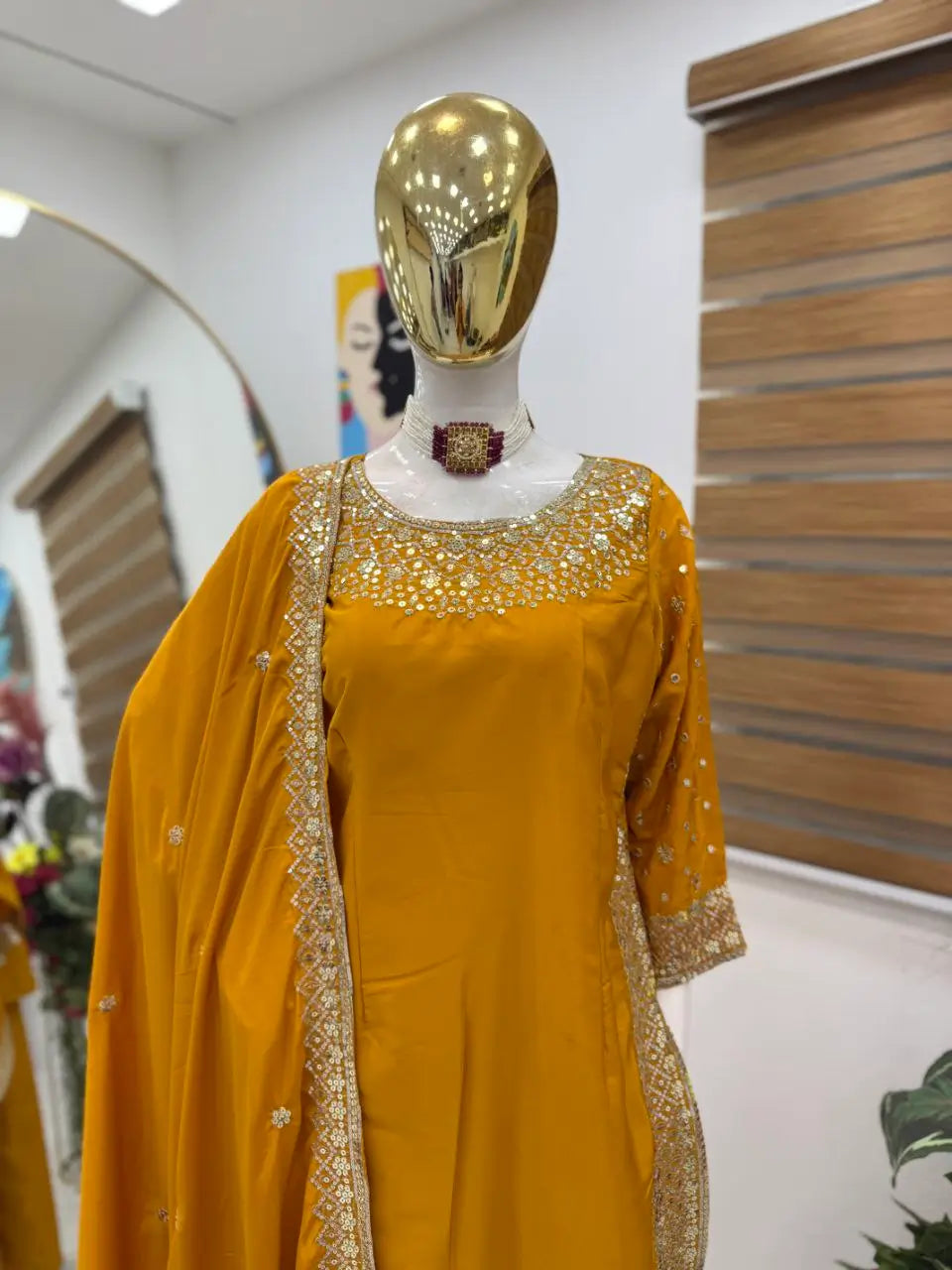 Premium Natural Crêpe Embroidered Sharara Suit with Dupatta – 8 Colors