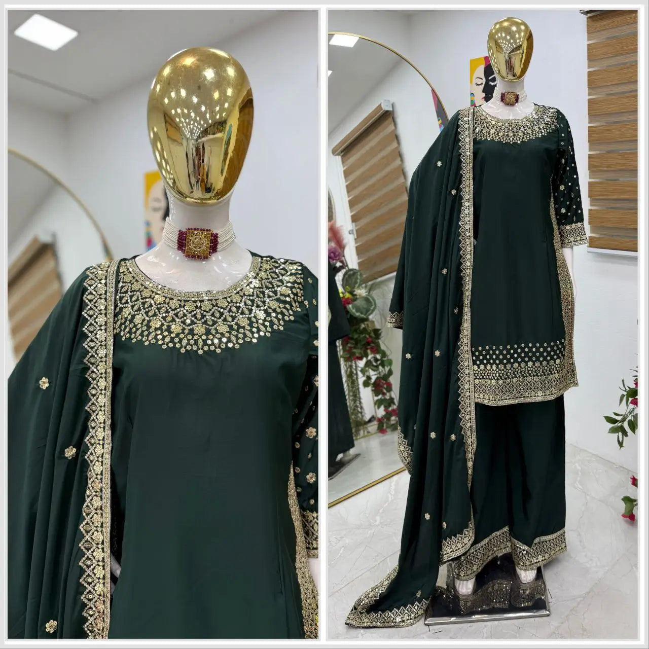Premium Natural Crêpe Embroidered Sharara Suit with Dupatta – 8 Colors