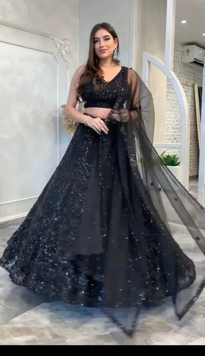 Premium Net Sequins Dori Work Lehenga Set
