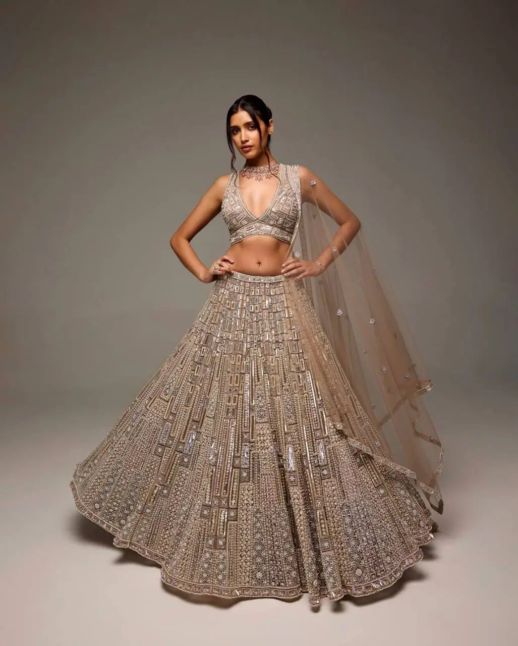 Premium Net Sequins Embroidered Lehenga Set