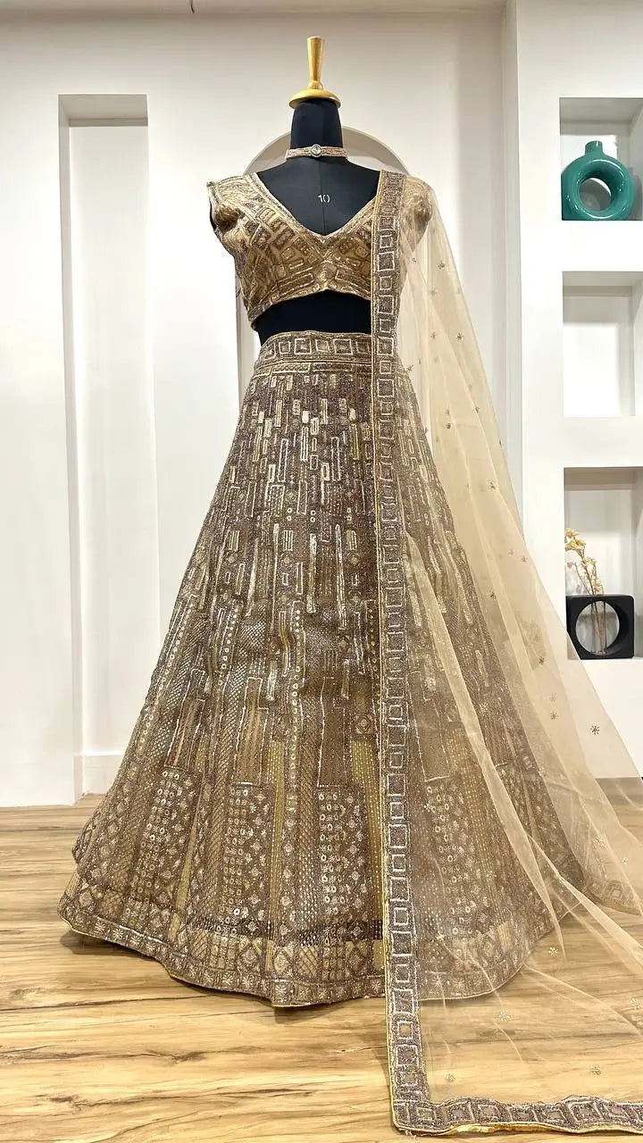 Premium Net Sequins Embroidered Lehenga Set