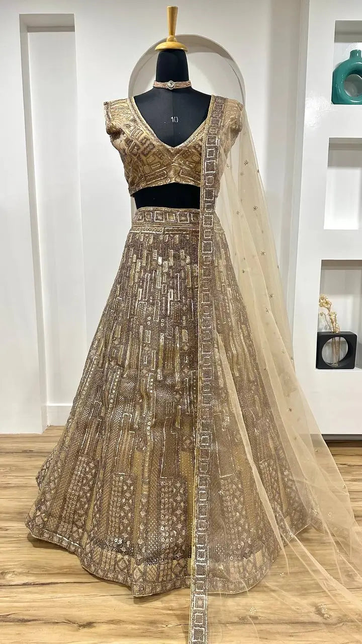 Premium Net Sequins Embroidered Lehenga Set