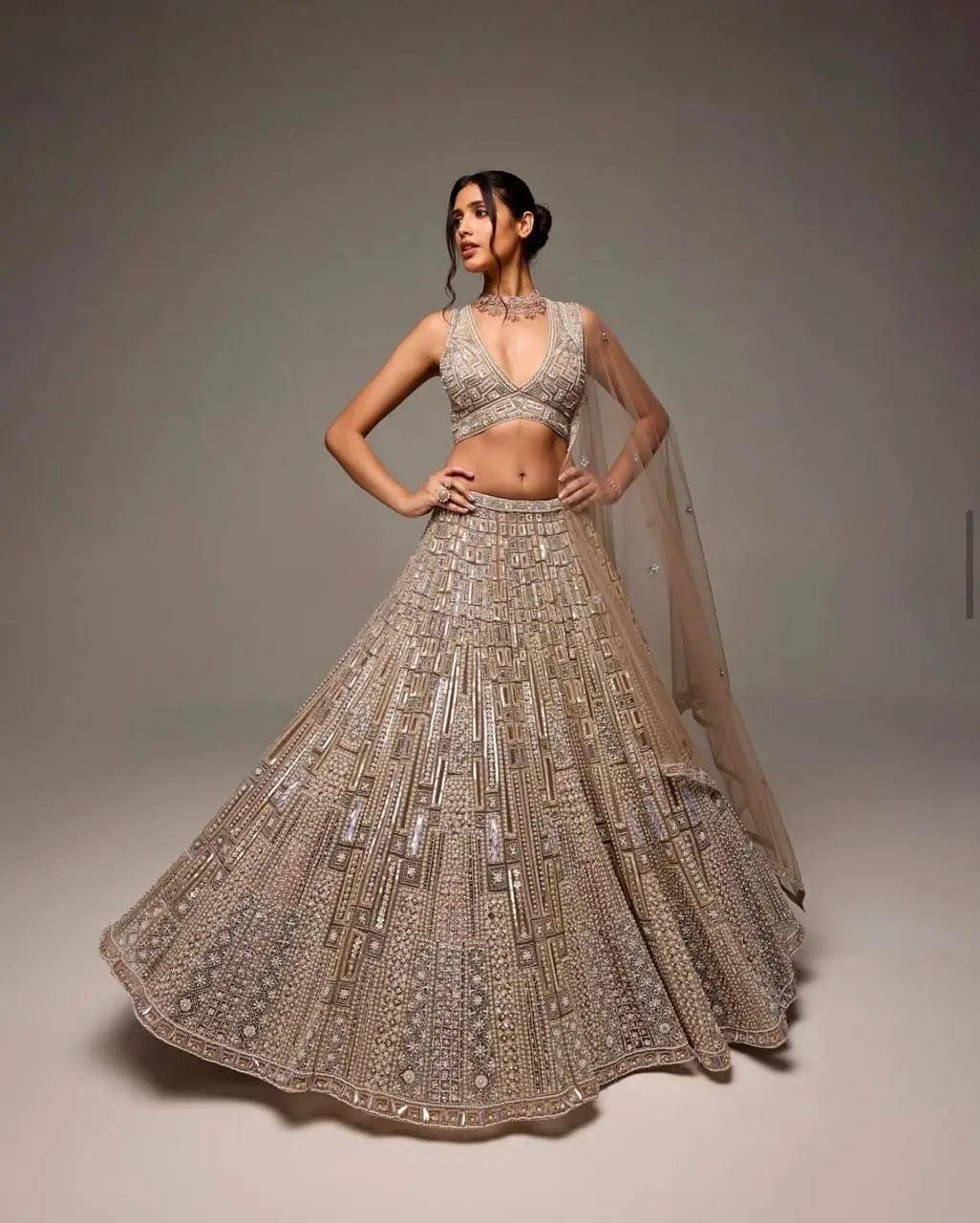 Premium Net Sequins Embroidered Lehenga Set