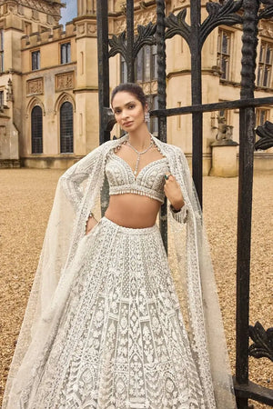 Premium Net Sequins Pearl Border Lehenga Set