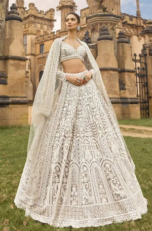 Premium Net Sequins Pearl Border Lehenga Set