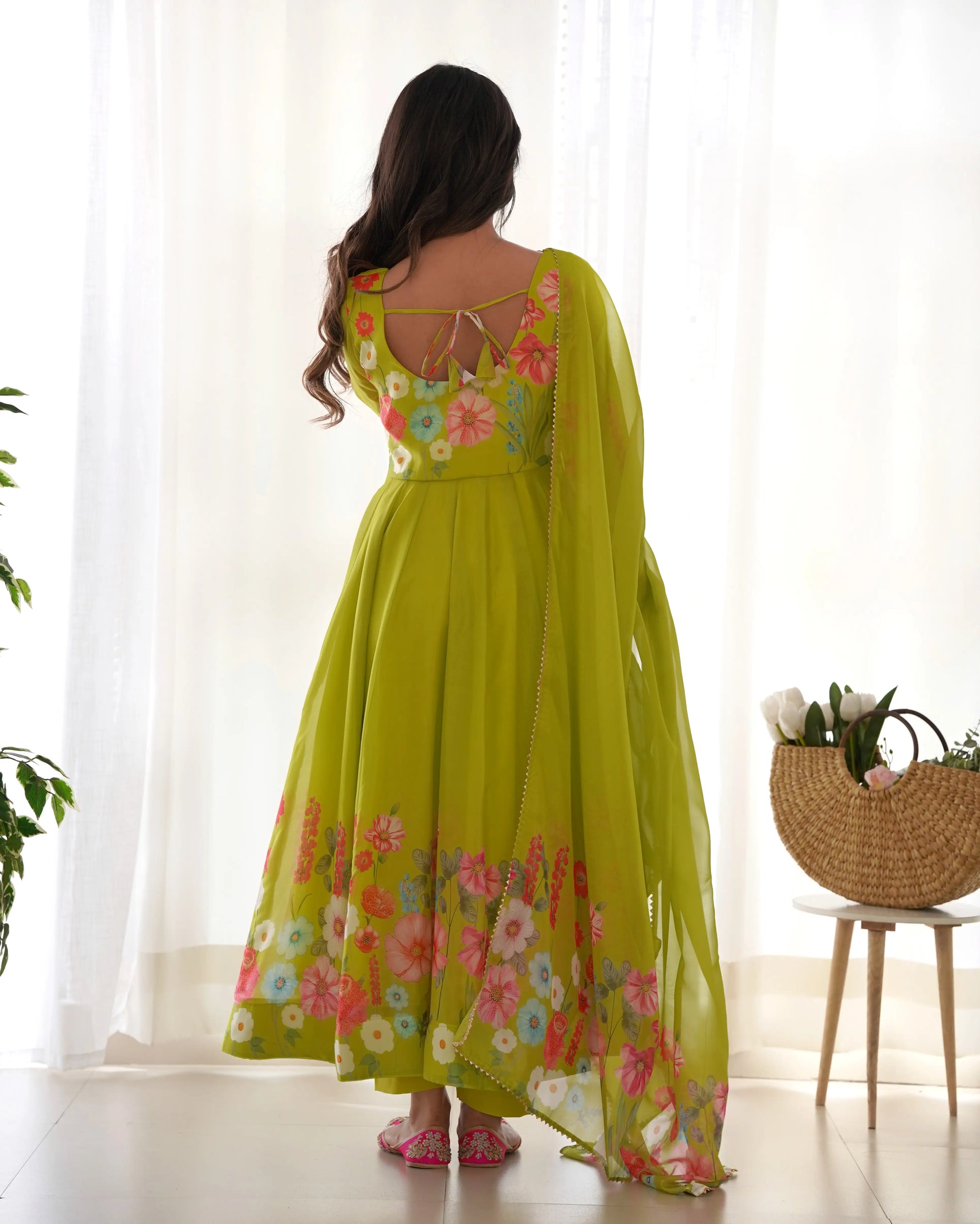 Premium Organza Silk Anarkali Set with Badla Work and Dupatta