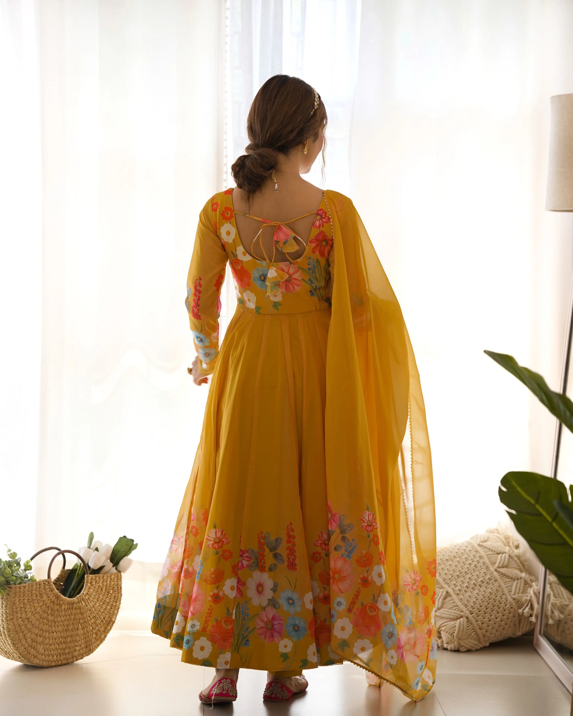 Premium Organza Silk Anarkali Set with Badla Work and Dupatta