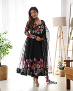 Premium Organza Silk Anarkali Set with Badla Work and Dupatta