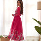 Premium Organza Silk Anarkali Set with Badla Work and Dupatta