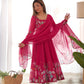 Premium Organza Silk Anarkali Set with Badla Work and Dupatta