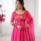Premium Organza Silk Anarkali Set with Badla Work and Dupatta