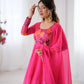 Premium Organza Silk Anarkali Set with Badla Work and Dupatta