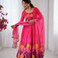 Premium Organza Silk Anarkali Set with Badla Work and Dupatta