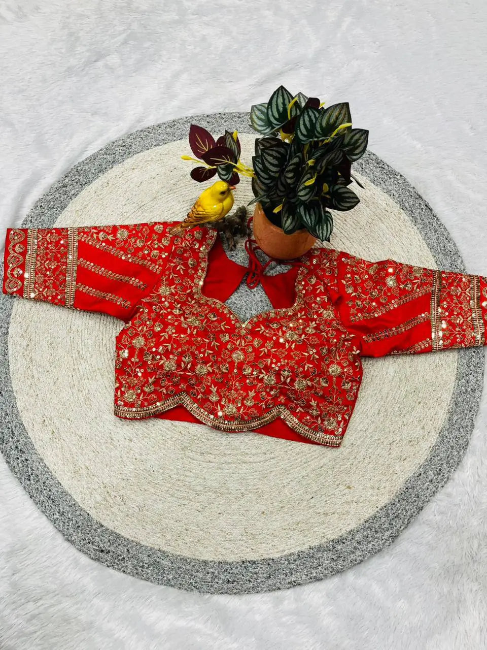 Premium Organza Silk Embroidered Saree Set