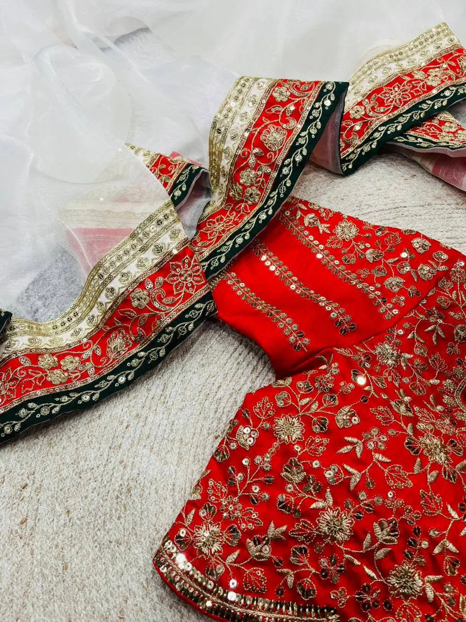 Premium Organza Silk Embroidered Saree Set