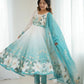 Premium Organza Silk Floral Anarkali Set with Badla Work and Dupatta