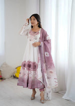 Premium Organza Silk Floral Anarkali Set with Badla Work and Dupatta
