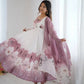 Premium Organza Silk Floral Anarkali Set with Badla Work and Dupatta