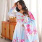 Premium Organza Silk Floral Anarkali Set with Badla Work and Dupatta