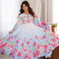 Premium Organza Silk Floral Anarkali Set with Badla Work and Dupatta