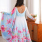 Premium Organza Silk Floral Anarkali Set with Badla Work and Dupatta