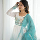 Premium Organza Silk Floral Anarkali Set with Badla Work and Dupatta