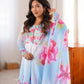Premium Organza Silk Floral Anarkali Set with Badla Work and Dupatta