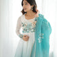 Premium Organza Silk Floral Anarkali Set with Badla Work and Dupatta