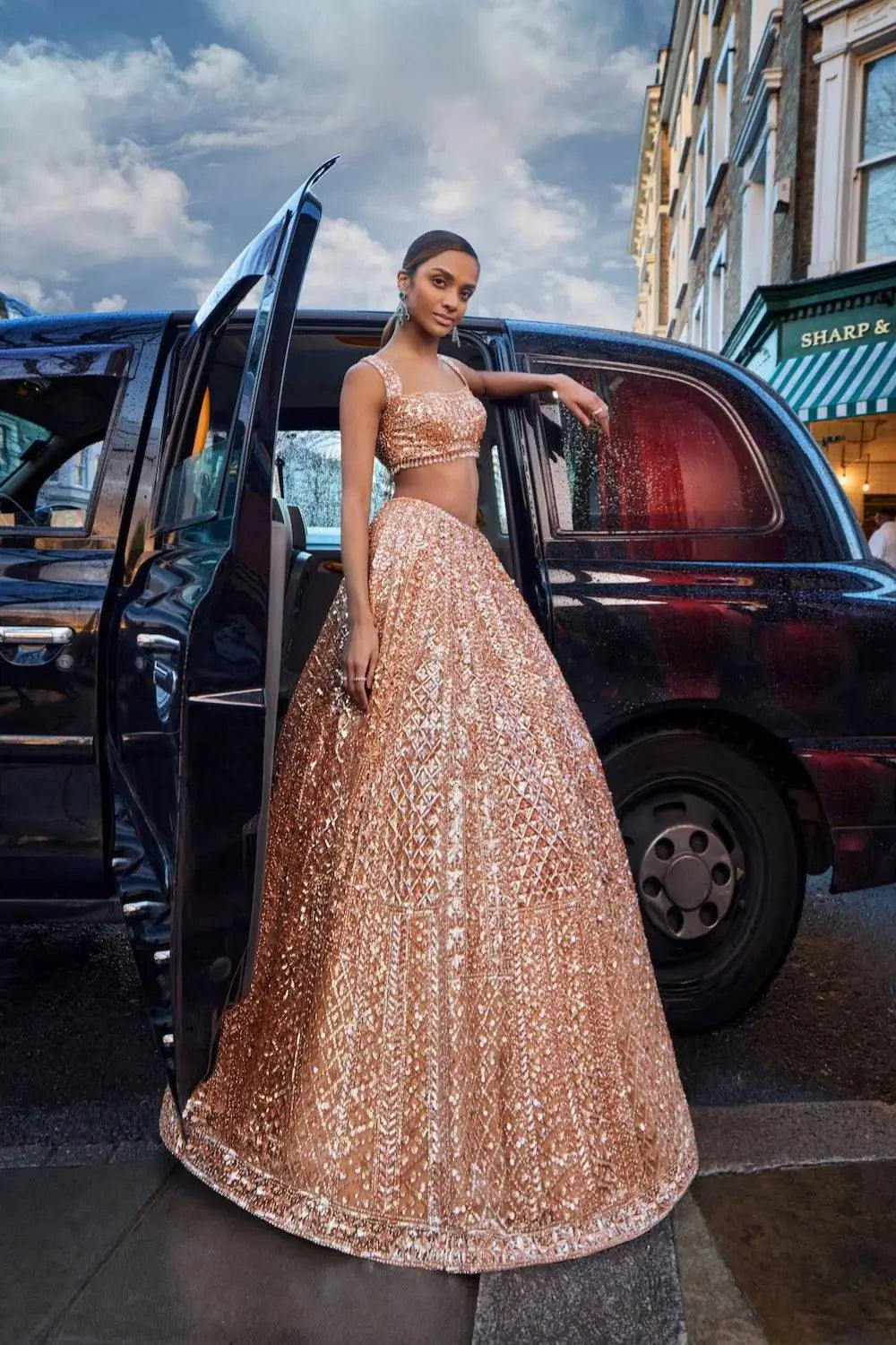 Premium Rainbow Sequins Net Embroidered Lehenga Set