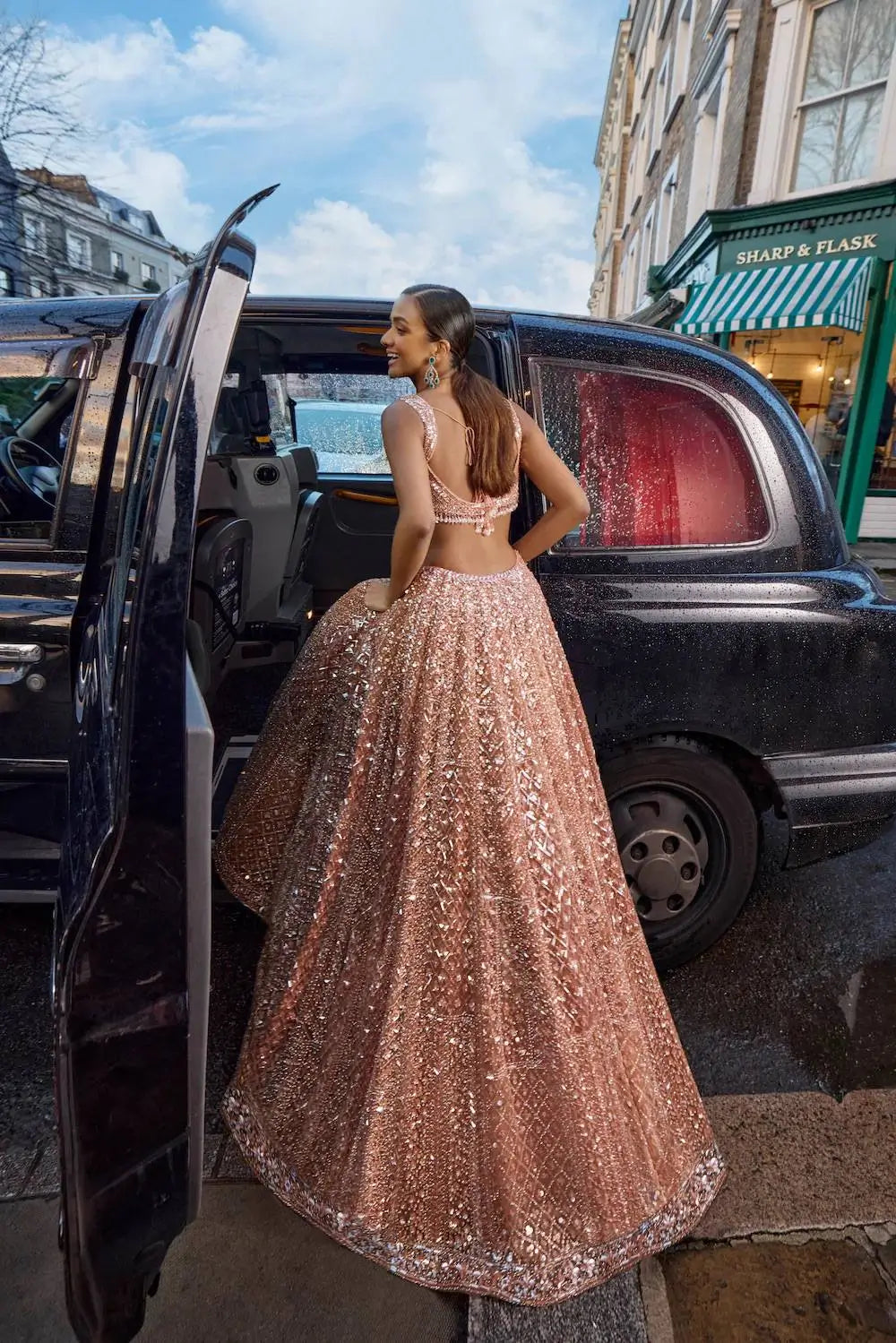 Premium Rainbow Sequins Net Embroidered Lehenga Set