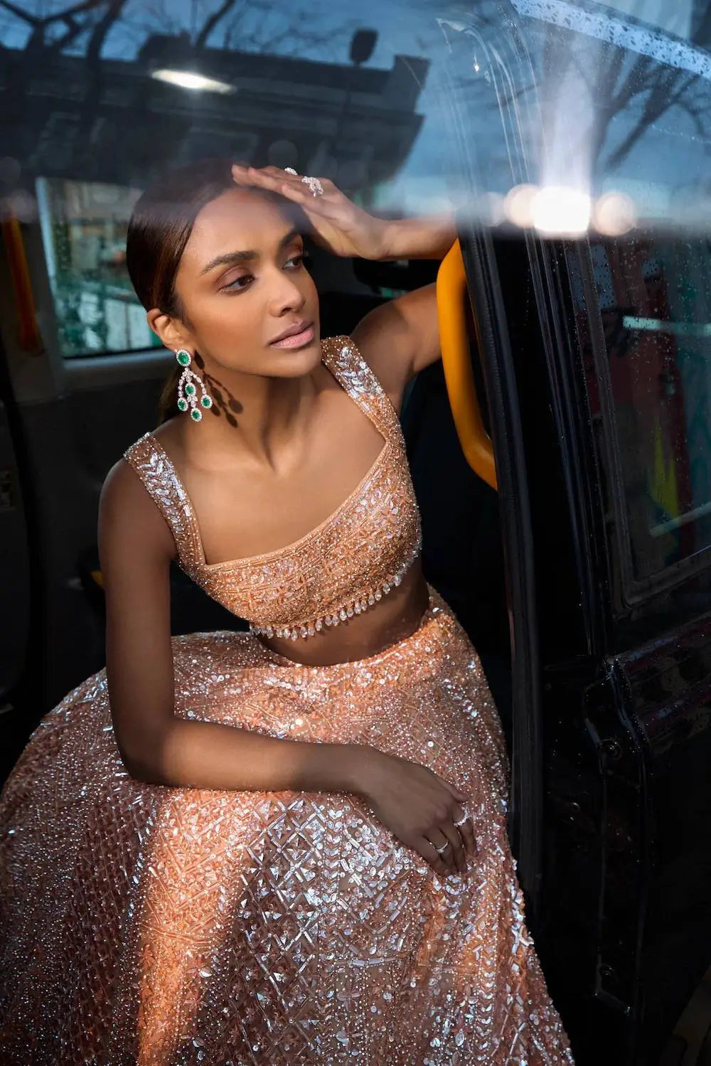 Premium Rainbow Sequins Net Embroidered Lehenga Set