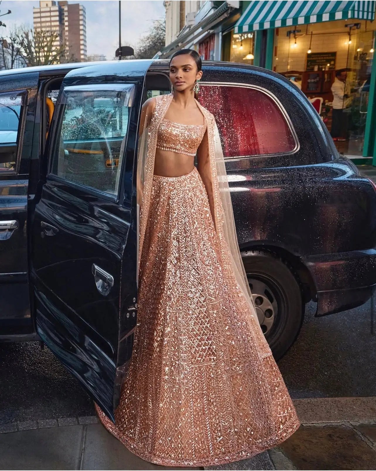 Premium Rainbow Sequins Net Embroidered Lehenga Set