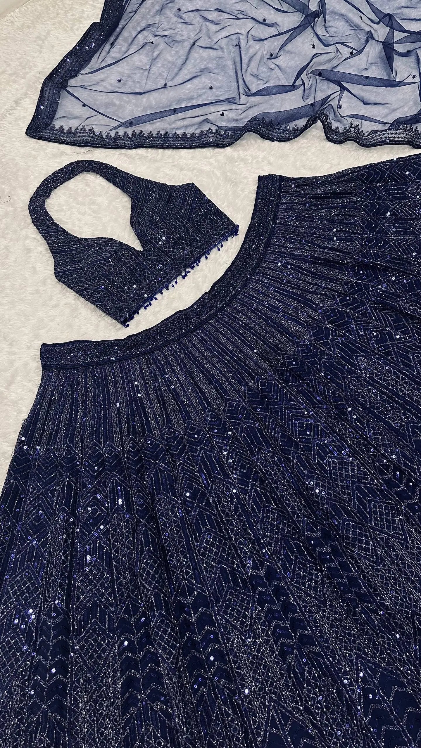 Premium Rainbow Sequins Net Lehenga Set