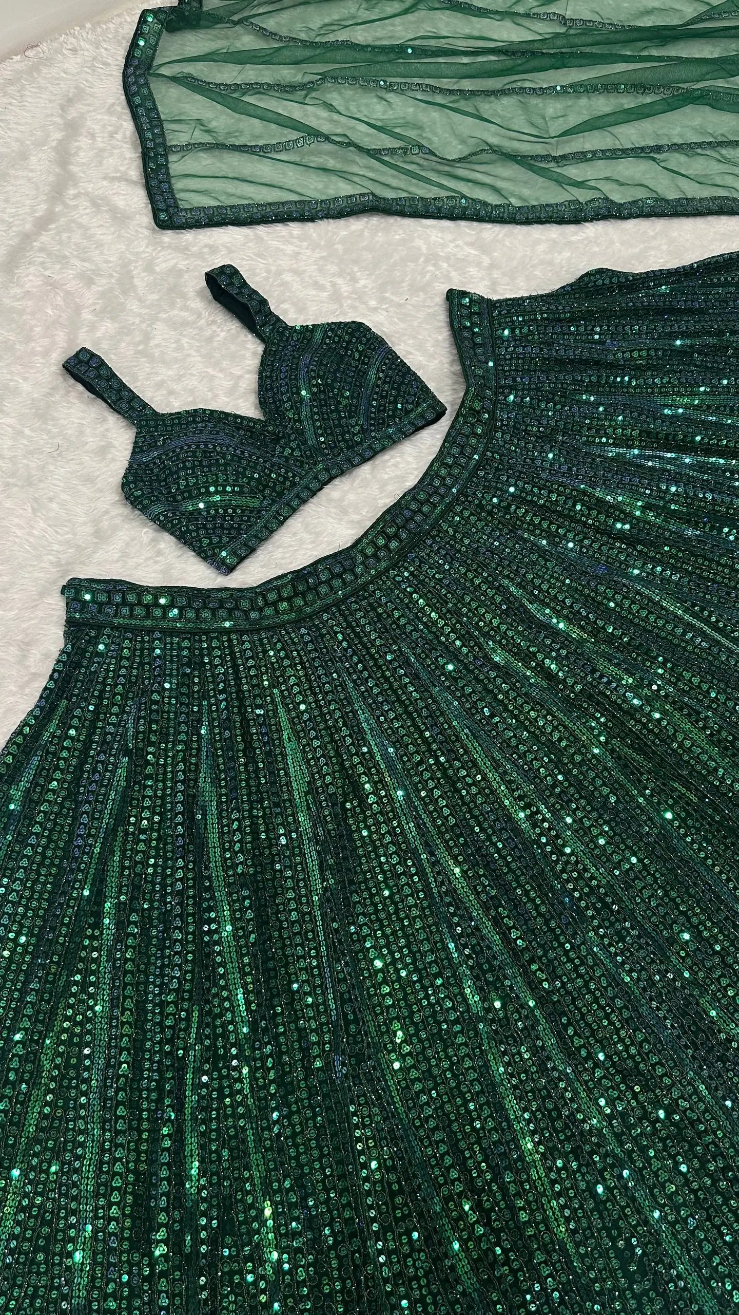 Premium Rainbow Sequins Net Lehenga Set