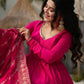 Premium Roman Silk Chanderi Anarkali Set with Banarasi Dupatta