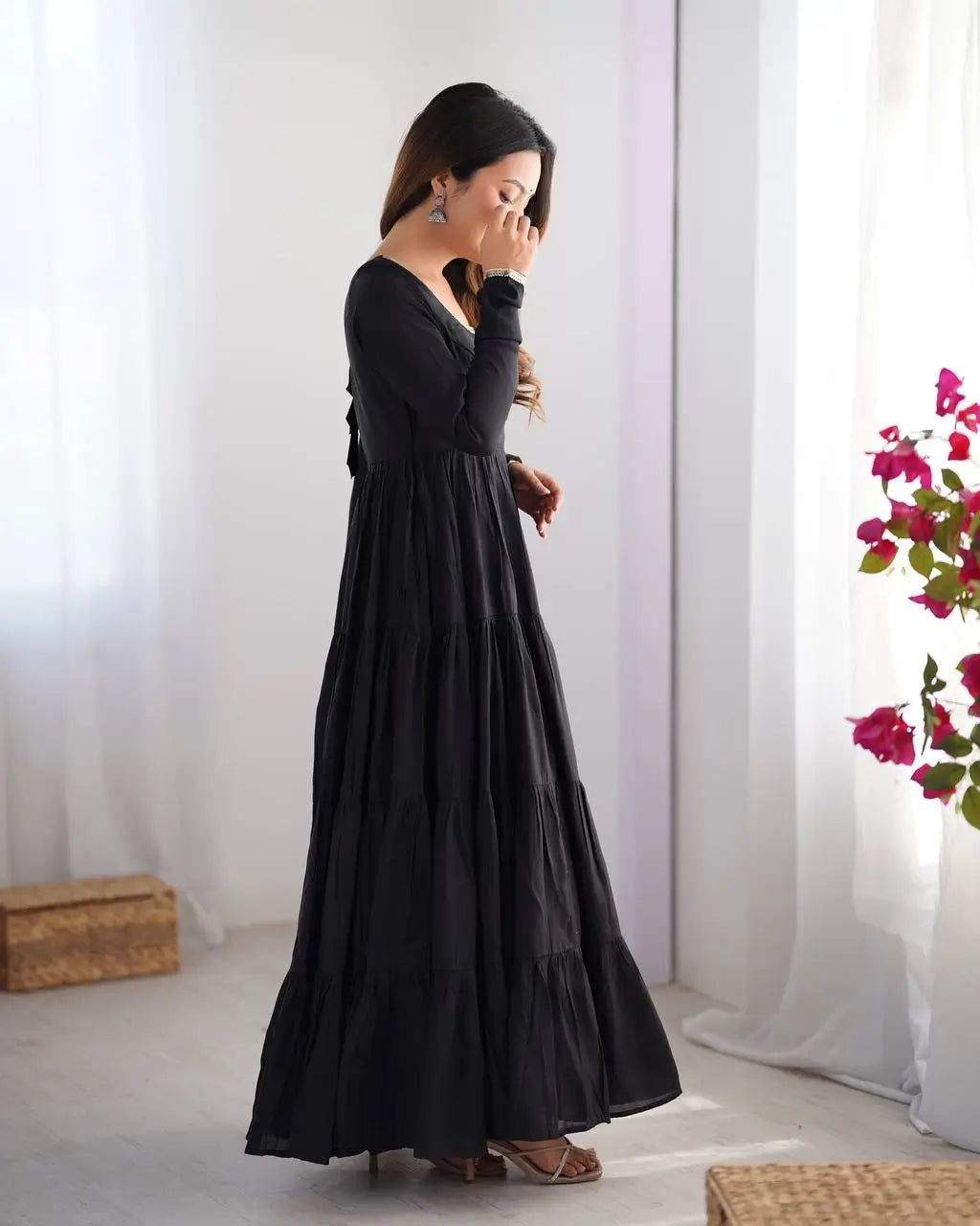 Premium Roman Silk Chanderi Anarkali Set with Banarasi Dupatta