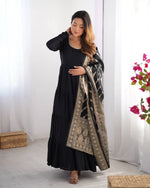 Premium Roman Silk Chanderi Anarkali Set with Banarasi Dupatta