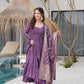 Premium Roman Silk Chanderi Anarkali Set with Banarasi Dupatta